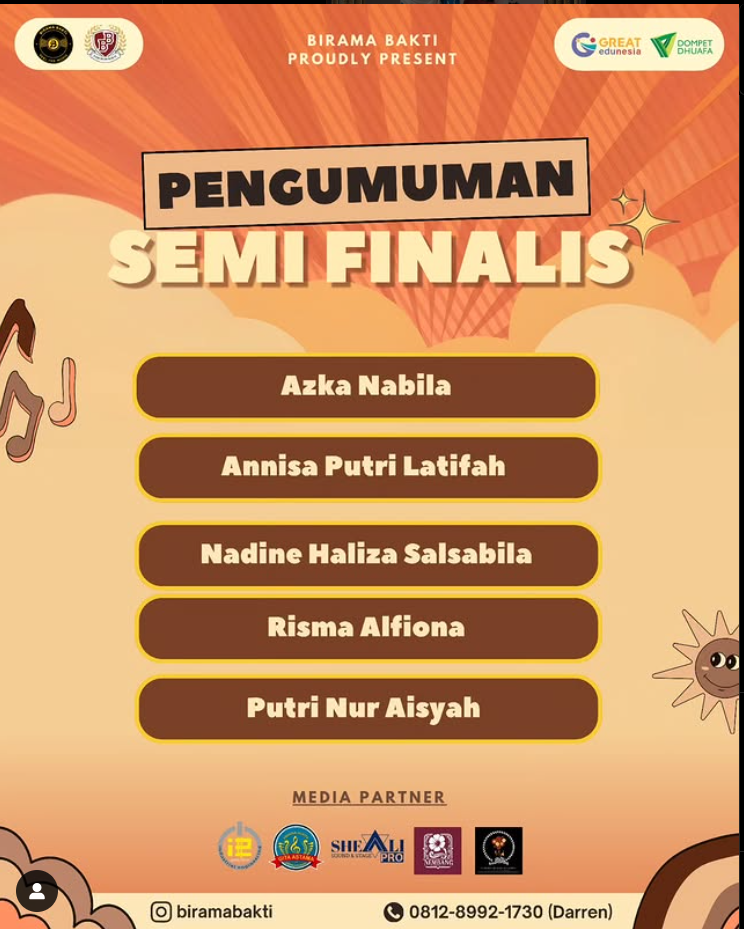 pengumuman semifinalis lomba vocal