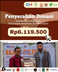 Penyerahan Donasi untuk Palestina dari Kegiatan Tabligh Akbar "Kajian Palestina"